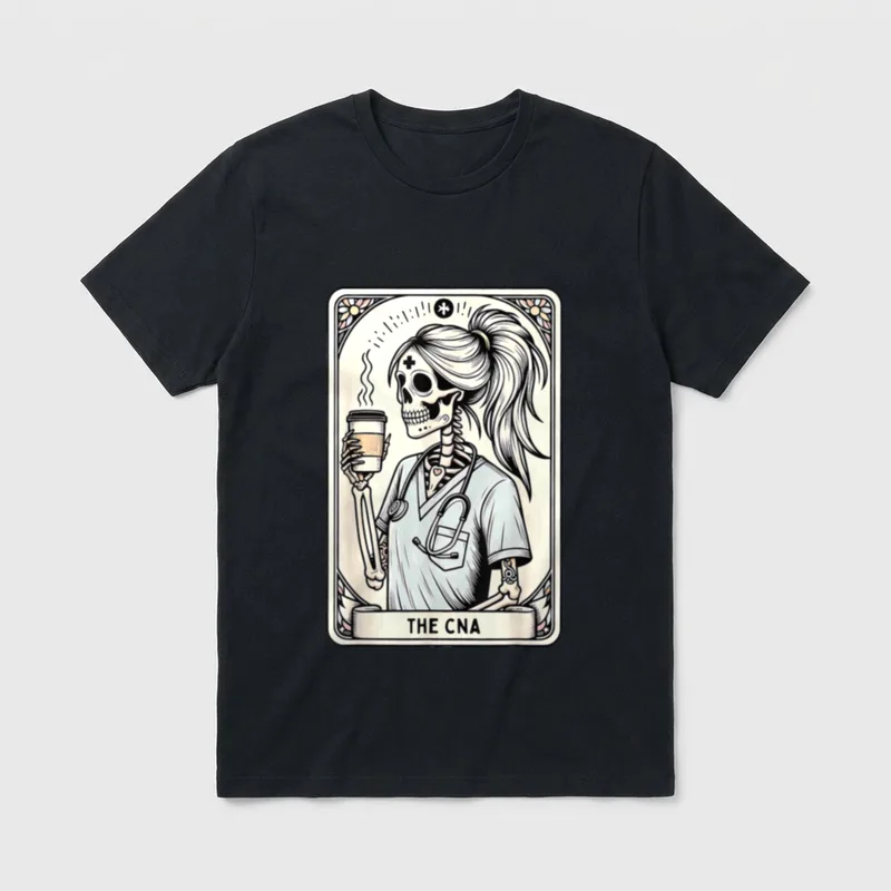 Certified Nurse Assistant Tarot Card Skeleton T-Shirt – Classic T-Shirt in Black