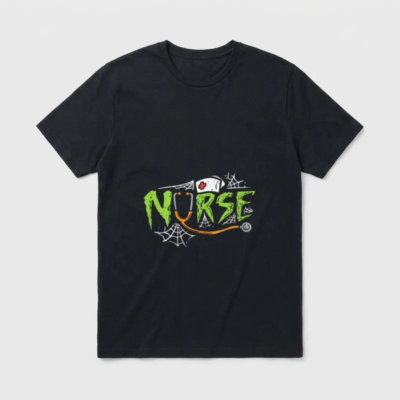 Nurse Spiderwebs Stethoscope Scary Halloween Costume T-Shirt – Classic T-Shirt in Black