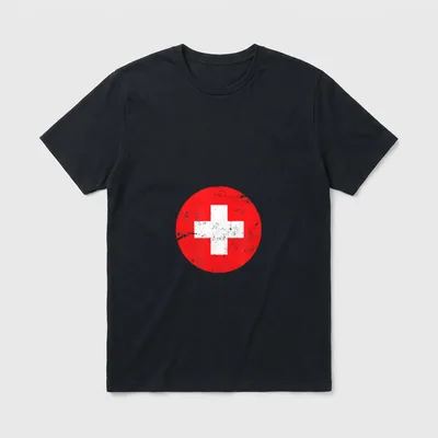 Medical Nurse Doctor Costume Uniform Red T-Shirt – Distressed white cross on a red circular badge – Classic T-Shirt in Black