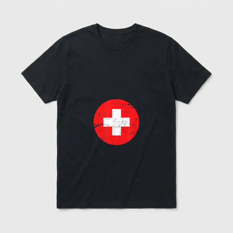 Medical Nurse Doctor Costume Uniform Red T-Shirt – Distressed white cross on a red circular badge – Classic T-Shirt in Black