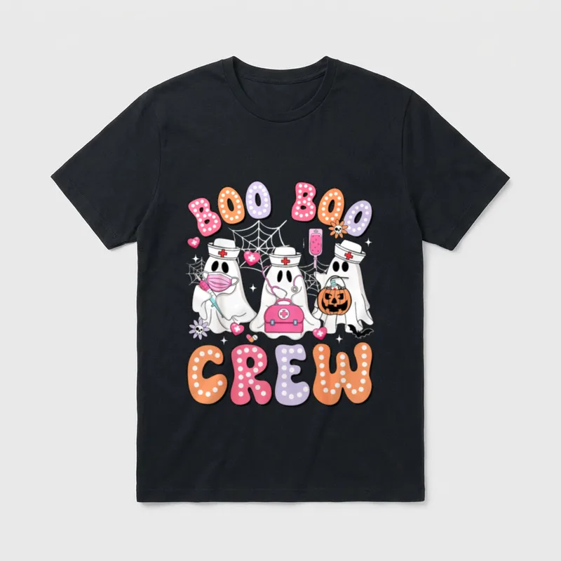 Boo Boo Crew Nurse Funny Ghost T-Shirt – Classic T-Shirt in Black