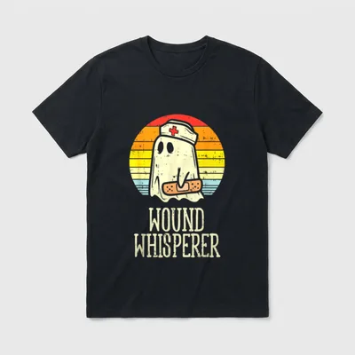 Wound Whisperer Ghost Nurse Boo Halloween T-Shirt – Classic T-Shirt in Black