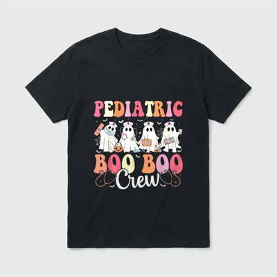 Pediatric Nurse Boo Boo Crew Ghost T-Shirt – Four ghost nurses with text PEDIATRIC BOO BOO Crew – Classic T-Shirt in Black