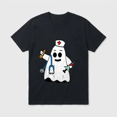 Nurse Ghost Scrub Cute Halloween Costume T-Shirt – Classic T-Shirt in Black