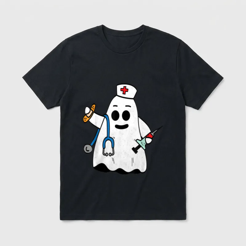 Nurse Ghost Scrub Cute Halloween Costume T-Shirt – Classic T-Shirt in Black