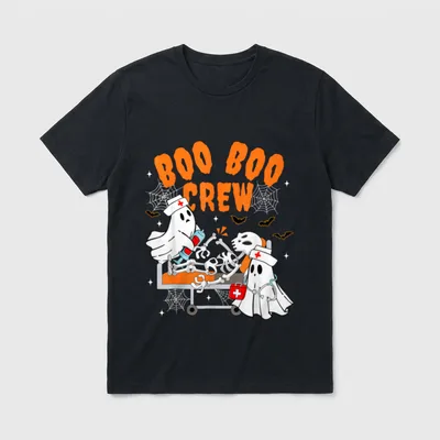 Boo Boo Crew Halloween Ghost Nurse T-Shirt – Classic T-Shirt in Black