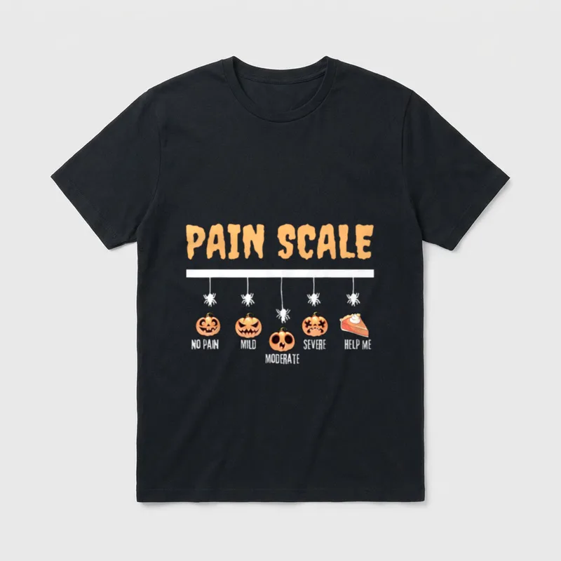 Spooky Pumpkin Pain Scale Trauma Nurse T-Shirt – Classic T-Shirt in Black
