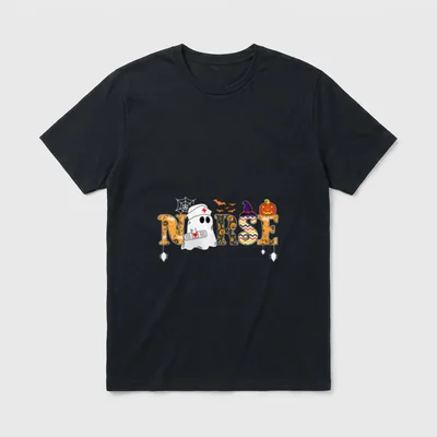 Halloween Nurse Nursing Ghost T-Shirt – Classic T-Shirt in Black
