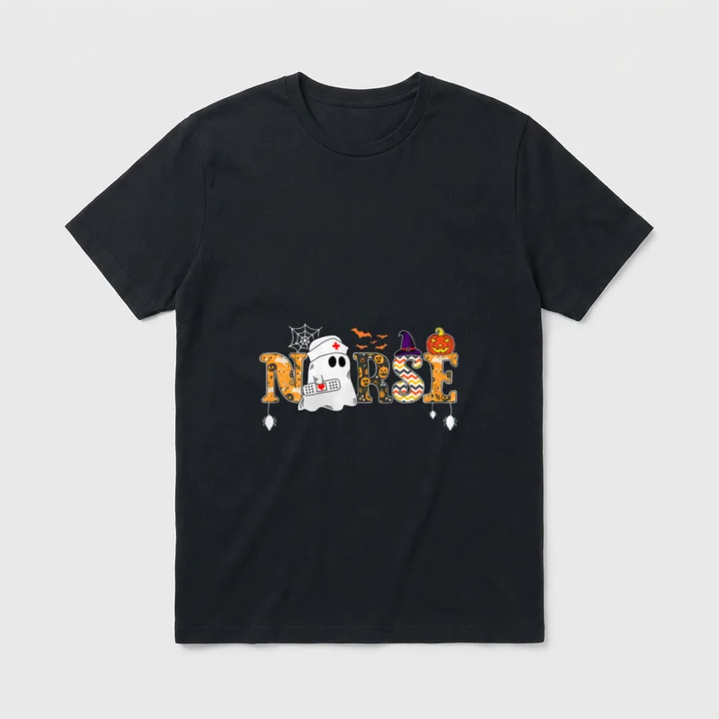 Halloween Nurse Nursing Ghost T-Shirt – Classic T-Shirt in Black