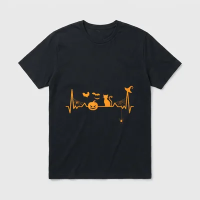 Nurse Pumpkin Heartbeat T-Shirt – Classic T-Shirt in Black