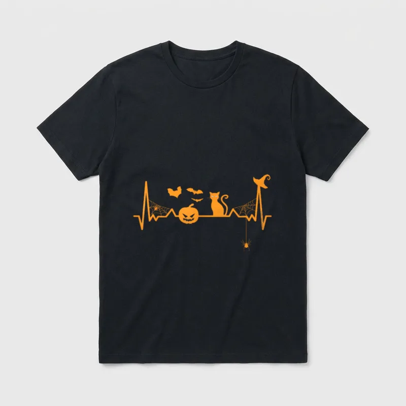 Nurse Pumpkin Heartbeat T-Shirt – Classic T-Shirt in Black