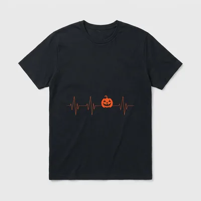 Fun Halloween Pumpkin Heartbeat Nurse Costume T-Shirt – Classic T-Shirt in Black