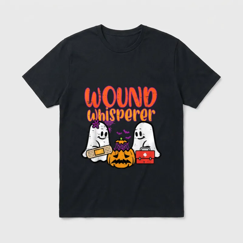 Ghost Nurse Wound Whisperer Halloween Fall T-Shirt – Classic T-Shirt in Black