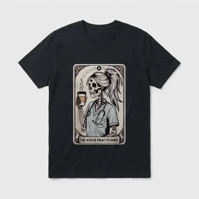 Nurse Practitioner Tarot Card Skeleton Halloween T-Shirt – Classic T-Shirt in Black