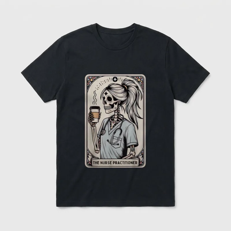 Nurse Practitioner Tarot Card Skeleton Halloween T-Shirt – Classic T-Shirt in Black