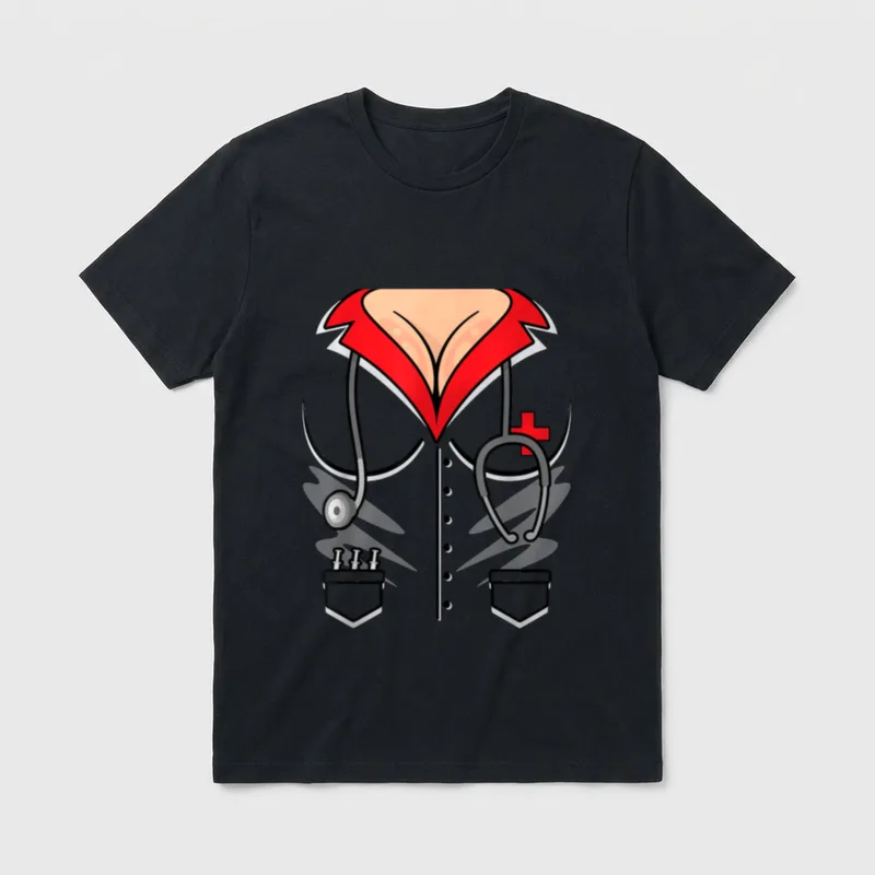 Sexy Nurse Costumes Naughty Costume Halloween T-Shirt – Classic T-Shirt in Black