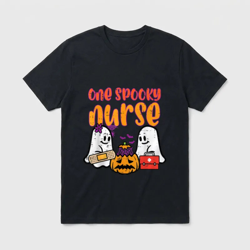 Ghosts One Spooky Nurse Halloween Fall T-Shirt – Classic T-Shirt in Black