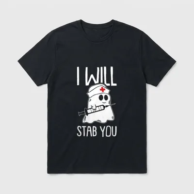 I Will Stab You Lazy Halloween T-Shirt – Classic T-Shirt in Black