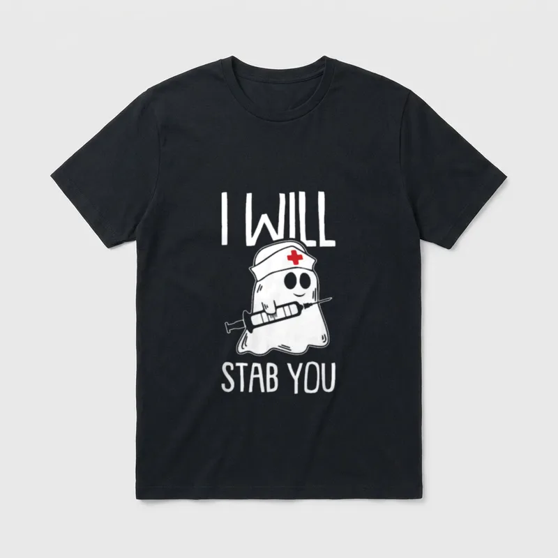 I Will Stab You Lazy Halloween T-Shirt – Classic T-Shirt in Black