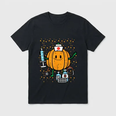 Halloween Nurse Pumpkin Nursing Costume T-Shirt – Classic T-Shirt in Black