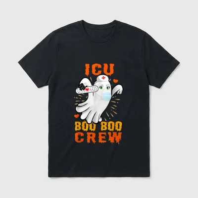 Ghost Halloween ICU Boo Boo Crew T-Shirt – Classic T-Shirt in Black