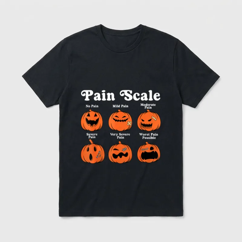 Pain Scale Spooky Pumpkin Fall Halloween T-Shirt – Classic T-Shirt in Black