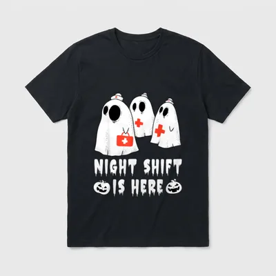 Night Shift Is Here Creepy Halloween T-Shirt – Classic T-Shirt in Black
