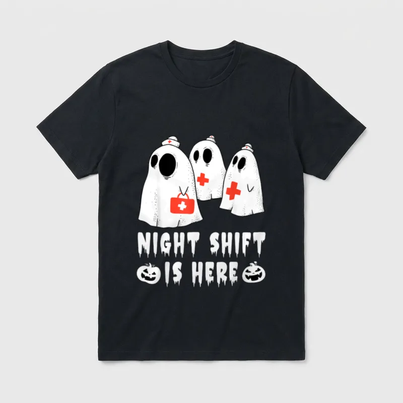 Night Shift Is Here Creepy Halloween T-Shirt – Classic T-Shirt in Black