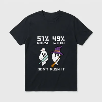 Halloween 51 Percent Nurse Witch T-Shirt – Classic T-Shirt in Black