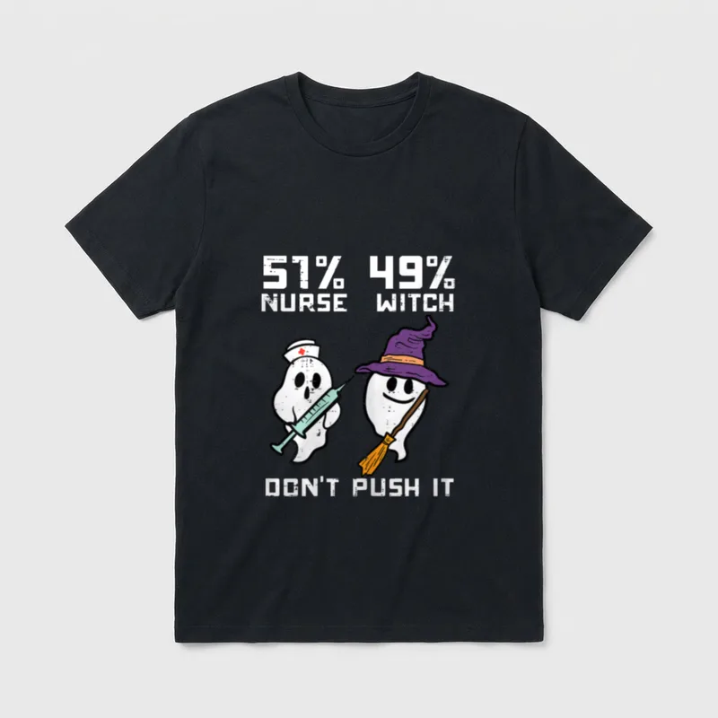Halloween 51 Percent Nurse Witch T-Shirt – Classic T-Shirt in Black