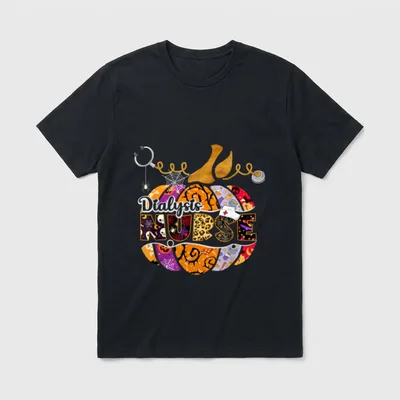 Halloween Scrubs Costume Pumpkin Leopard Dialysis T-Shirt – Classic T-Shirt in Black