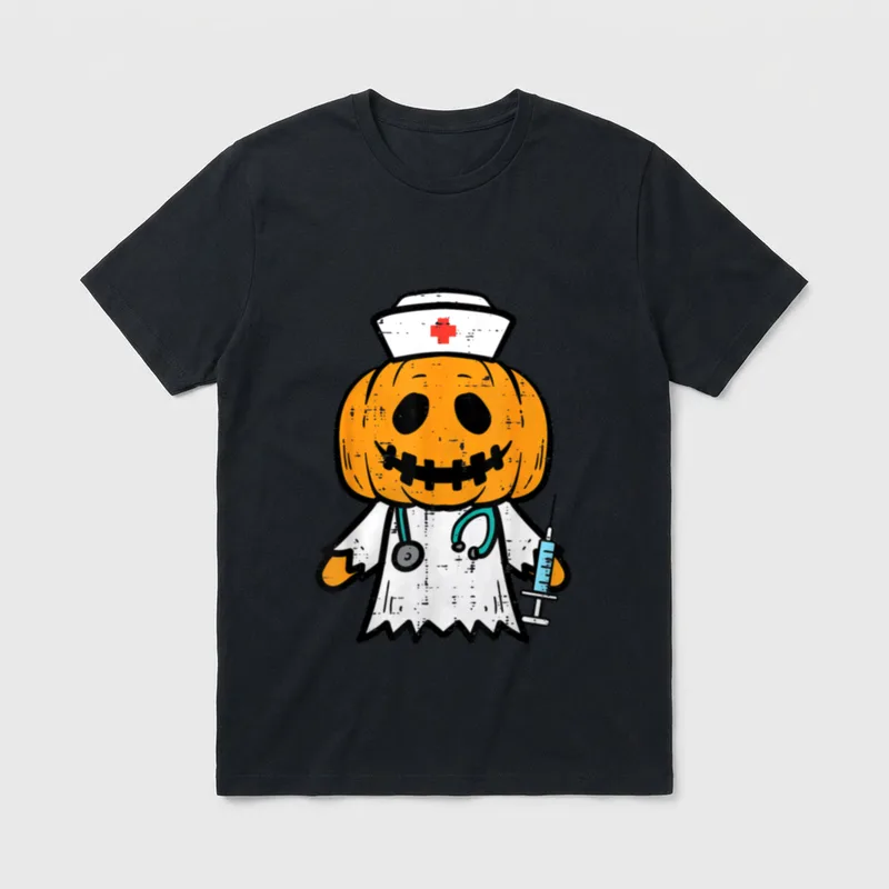 Halloween Pumpkin Nurse Cute ER Nicu T-Shirt – Classic T-Shirt in Black