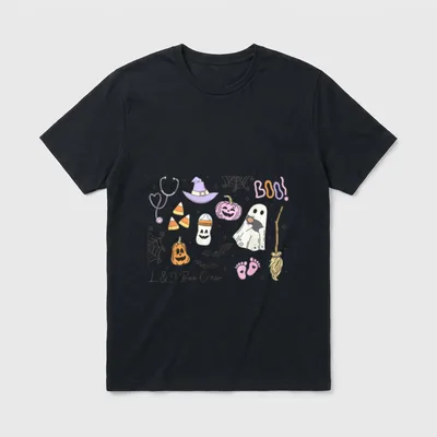 Labor and Delivery Nurse Halloween Pumpkin T-Shirt – Classic T-Shirt in Black