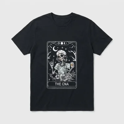 CNA Skeleton Certified Nurse Assistant Tarot T-Shirt – Classic T-Shirt in Black