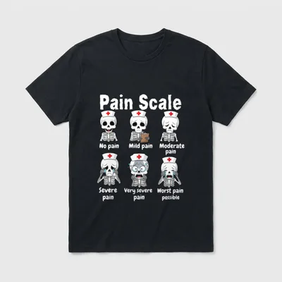 Pain Scale Cute Nurse Skeleton Trauma T-Shirt – Classic T-Shirt in Black