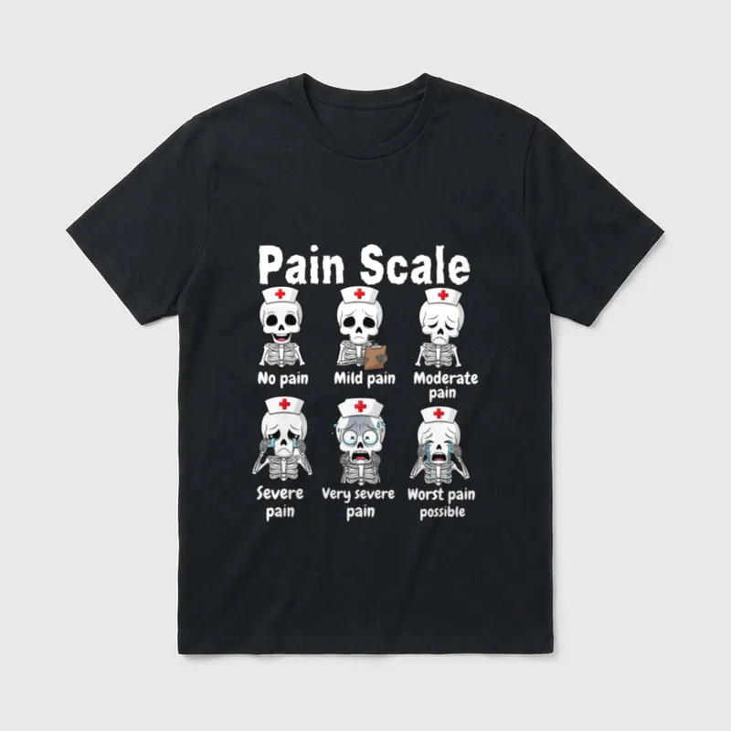 Pain Scale Cute Nurse Skeleton Trauma T-Shirt – Classic T-Shirt in Black