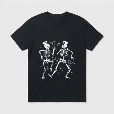 Nurse Skeletons Cinco De Mayo Halloween T-Shirt – Classic T-Shirt in Black