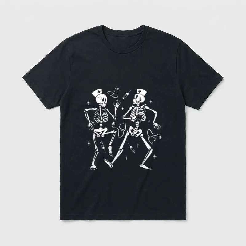 Nurse Skeletons Cinco De Mayo Halloween T-Shirt – Classic T-Shirt in Black