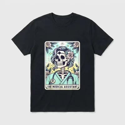 Assistant Tarot Card Skeleton CMA Nurse T-Shirt – IV The Medical Assistant – Classic T-Shirt in Black