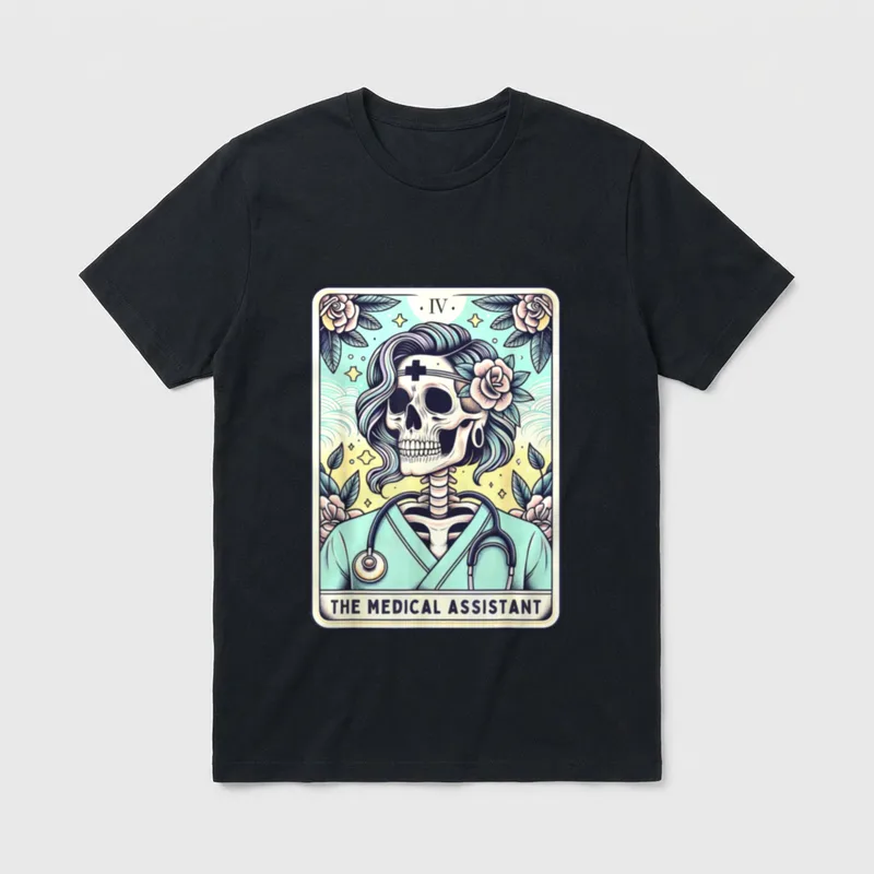 Assistant Tarot Card Skeleton CMA Nurse T-Shirt – IV The Medical Assistant – Classic T-Shirt in Black