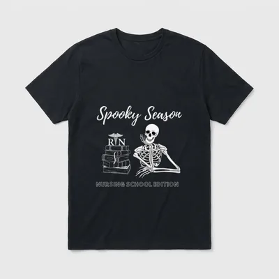 Nursing School Student Halloween Skeleton T-Shirt – Classic T-Shirt in Black