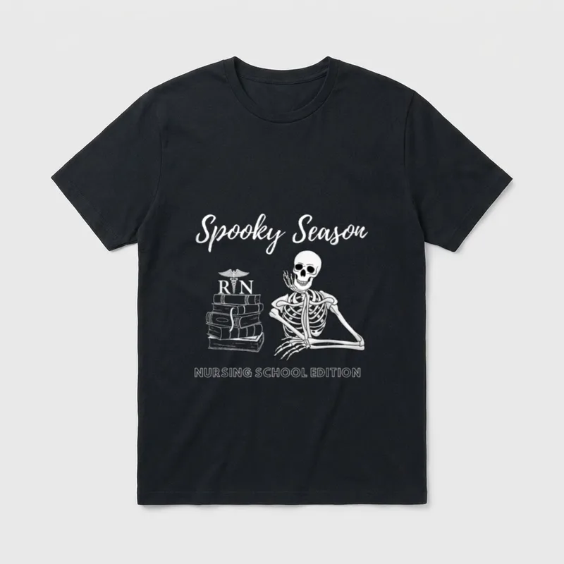 Nursing School Student Halloween Skeleton T-Shirt – Classic T-Shirt in Black