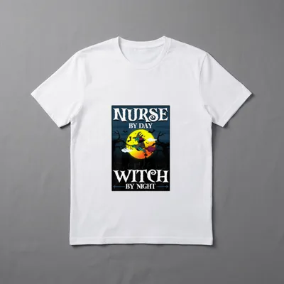 Nurse by Day Witch Night Halloween T-Shirt – Classic T-Shirt in Black