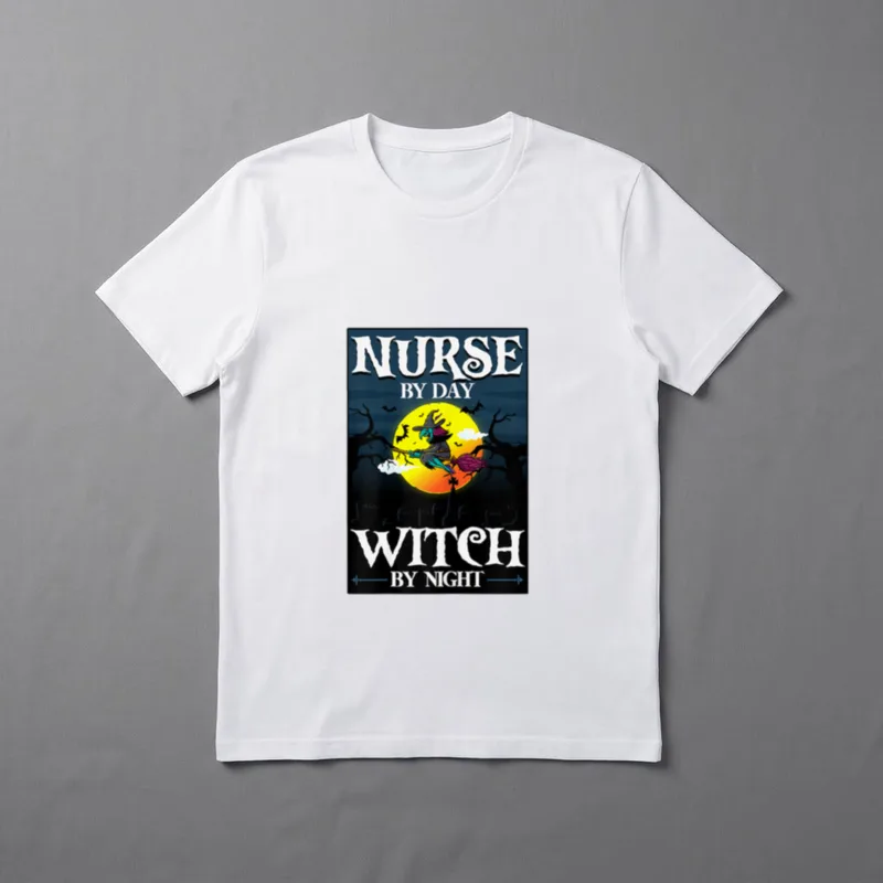Nurse by Day Witch Night Halloween T-Shirt – Classic T-Shirt in Black