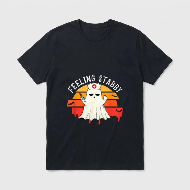 Feeling Stabby Phlebotomy Nurse Ghost Halloween T-Shirt – Classic T-Shirt in Black