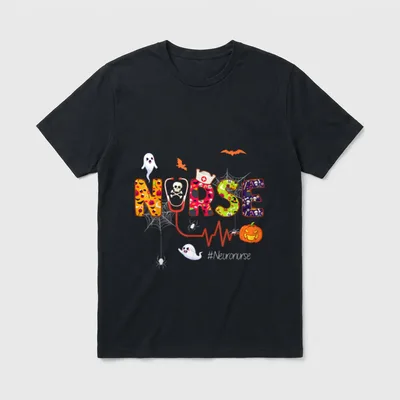 Neuro Nurse Halloween Ghost Spider Neuroscience T-Shirt – Classic T-Shirt in Black