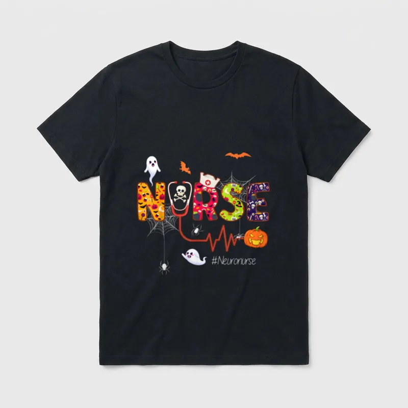Neuro Nurse Halloween Ghost Spider Neuroscience T-Shirt – Classic T-Shirt in Black