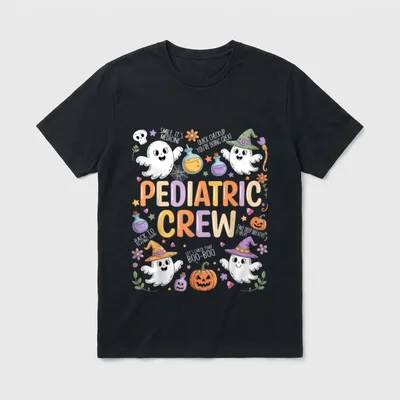 Pediatric Crew Spooky Ghost Peds Nurse T-Shirt – Classic T-Shirt in Black