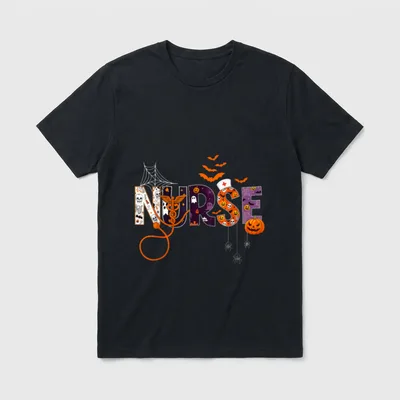 Ghost Nurse Healthcare Worker Cute Halloween T-Shirt – Classic T-Shirt in Black