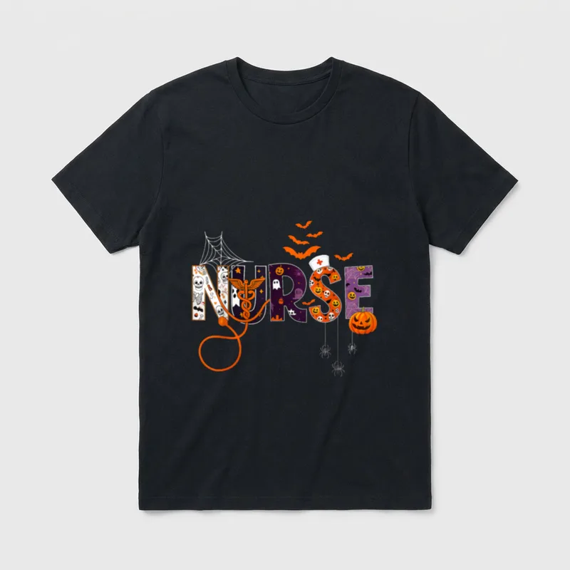 Ghost Nurse Healthcare Worker Cute Halloween T-Shirt – Classic T-Shirt in Black